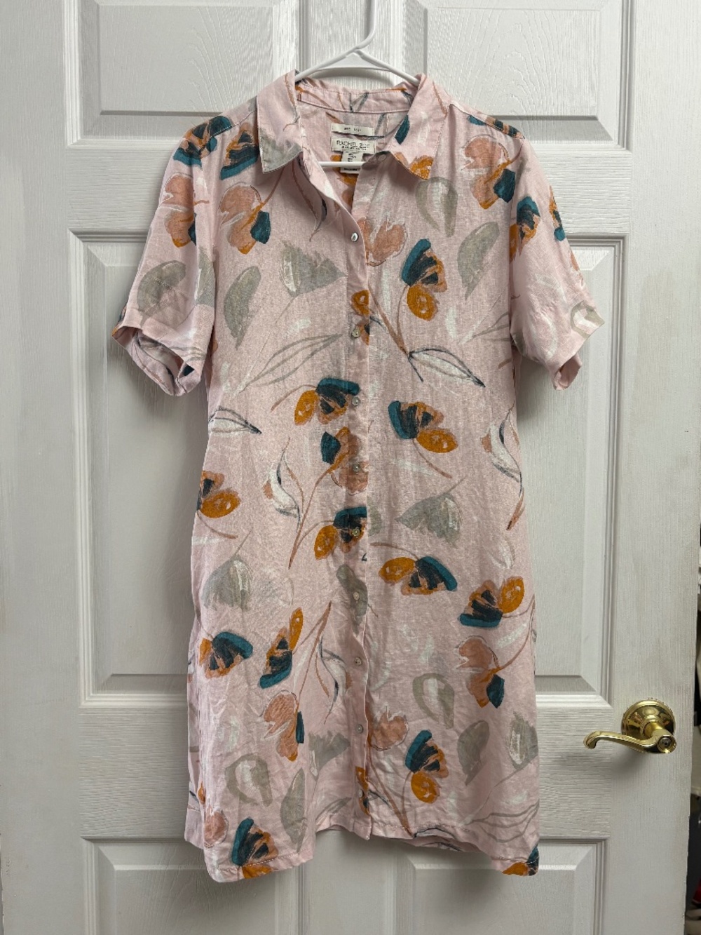 Women's Rachel Zoe Pink Linen Short Sleeve Mini Dress